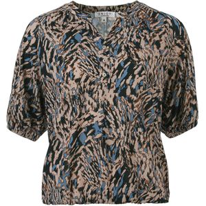 Enjoy - Blouse - Blauw - Halve Pofmouw AOP