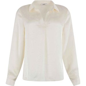 Anna - Blouse - Ecru - Effen - Halslijn: V-hals