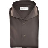 John Miller Overhemd donkerbruin, Effen