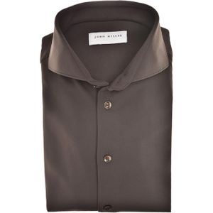John Miller Overhemd donkerbruin, Effen