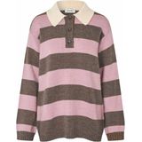Modström - Pelhammd Stripe Polo - Bruine Gestreepte Trui - Dames