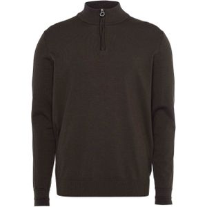 Blue industry Trui met rits bruin (Maat: L) - Effen - Halslijn: Opstaande kraag met rits,