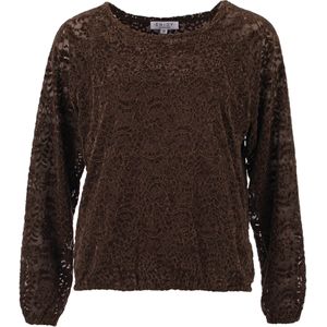 Enjoy - Longsleeve - Bruin - Kant - Ronde Halslijn