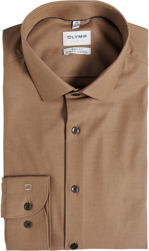 OLYMP Level Five 24/Seven Overhemd, body fit, Modern Kent, Bruin