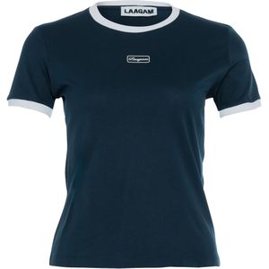 Laagam T-shirt blauw (Maat: L) - Logo - Halslijn: Ronde hals,