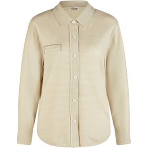 Barbara Lebek Blouse beige (Maat: 48) - Effen - Halslijn: Kraag,