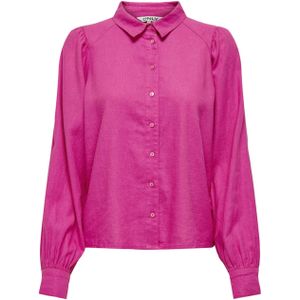 Only Blouse roze (Maat: L) - Effen - Halslijn: Kraag,