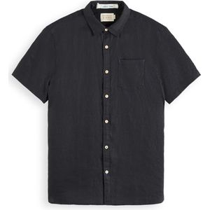 Scotch & Soda Overhemd korte mouw zwart (Maat: XL) - Effen