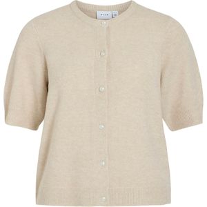 Vila Vest beige (Maat: S) - Effen - Halslijn: Ronde hals,