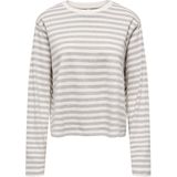 Only Dames longsleeve ecru (Maat: M) - Streep - Halslijn: Ronde hals,
