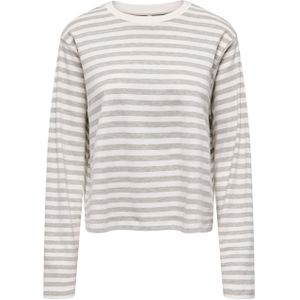 Only Dames longsleeve ecru (Maat: M) - Streep - Halslijn: Ronde hals,