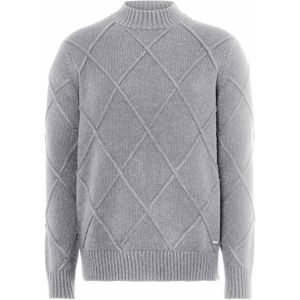 Seven Dials Trui grijs (Maat: S) - Mélange - Halslijn: Opstaande kraag,