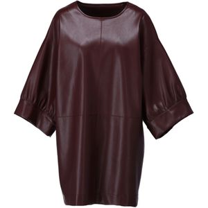 K-Design Dames jurk bordeaux (Maat: XL) - Effen - Halslijn: Ronde hals,