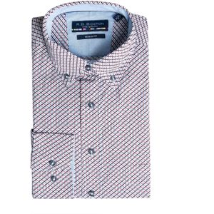 R.B.Boston Heren overhemd lange mouw rood (Maat: L)