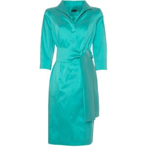 MOQ Dames jurk blauw (Maat: 44) - Effen - Halslijn: Revers,