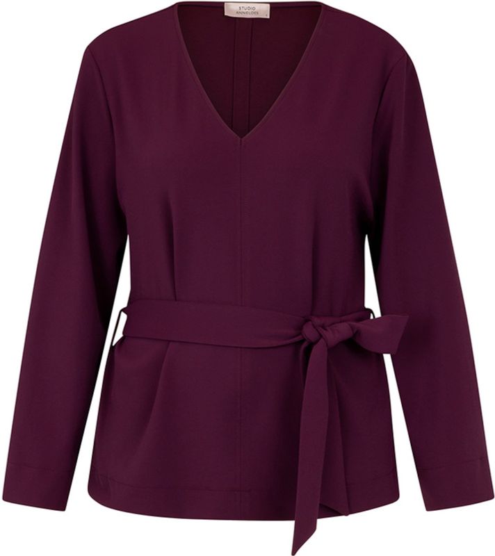 Studio Anneloes Dames blouse paars (Maat: S) - Effen - Halslijn: V-hals,