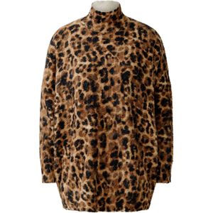 OUI Dames trui bruin (Maat: 36) - Halslijn: Opstaande kraag,