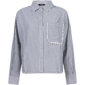 JANSEN Amsterdam Blouse grijs (Maat: 36) - Streep - Halslijn: Polokraag,
