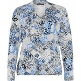 golléhaug - T-Shirt V-Hals Allover Print - Licht Blauw