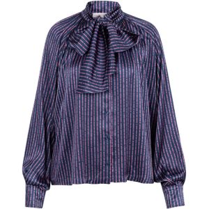 Studio Anneloes Dames blouse blauw (Maat: XS) - Halslijn: Opstaande kraag,