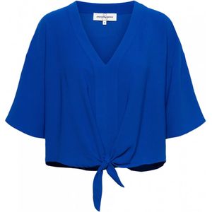 &Co Woman Blouse blauw (Maat: XL) - Effen - Halslijn: V-hals,