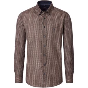 Casa Moda Heren overhemd lange mouw bruin (Maat: M)