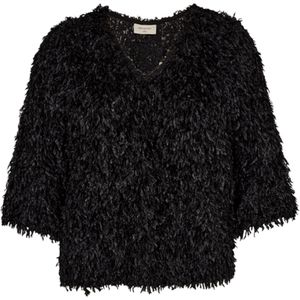 Freequent Dames trui zwart (Maat: L) - Effen - Halslijn: V-hals,