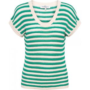 &Co Woman T-shirt groen (Maat: 2XL) - Streep - Halslijn: Ronde hals,