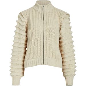 Vila Vest beige (Maat: L) - Effen - Halslijn: Opstaande kraag,