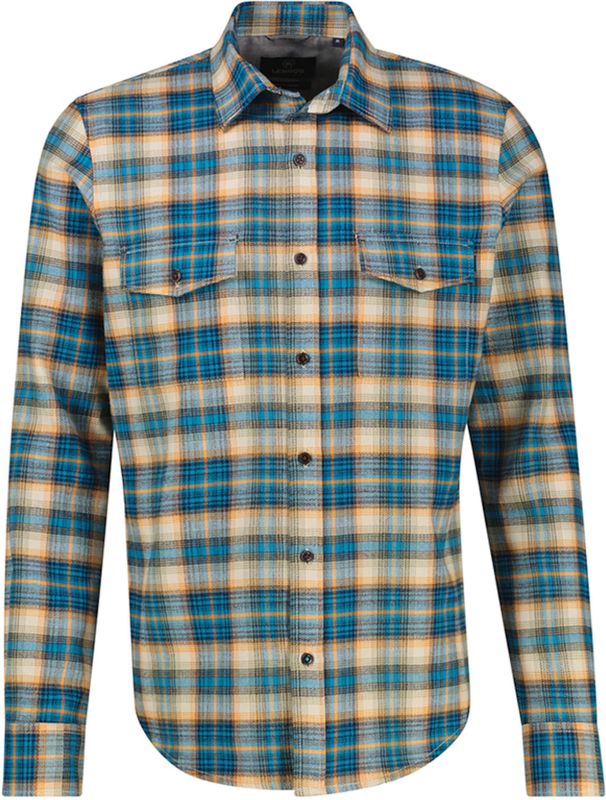 Lerros - Casual Flanellen Overhemd - Swedish Blue - Katoen