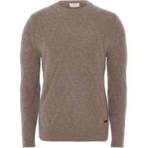 Born with appetite Heren trui beige (Maat: S) - Kabelpatroon - Halslijn: Ronde hals,