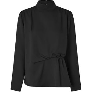 Second Female Dames blouse zwart (Maat: XS) - Effen - Halslijn: Opstaande kraag,