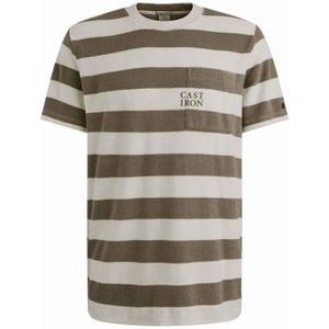 Cast Iron T-shirt beige (Maat: S) - Streep - Halslijn: Ronde hals,