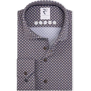 R2 Amsterdam Overhemd extra lange mouw bruin (Maat: 39)