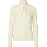 Selected Femme Top wit (Maat: M) - Effen - Halslijn: Opstaande kraag,