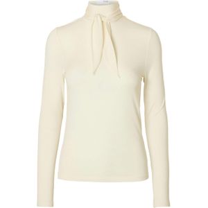 Selected Femme Top wit (Maat: M) - Effen - Halslijn: Opstaande kraag,