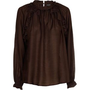 Caroline Biss Blouse bruin (Maat: 40) - Effen - Halslijn: Ronde hals,