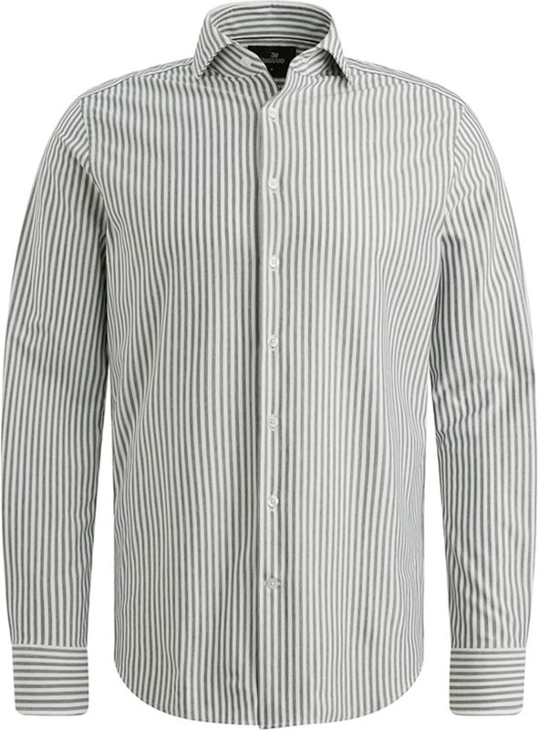 Vanguard Heren overhemd lange mouw grijs (Maat: S) - Streep