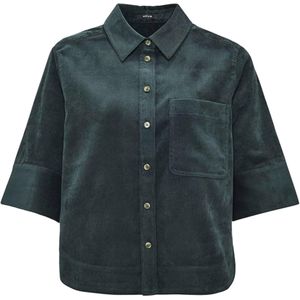 OPUS Blouse groen (Maat: 44) - Effen - Halslijn: Kraag,