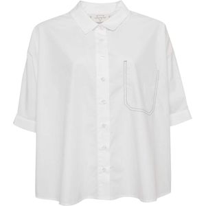 Les Soeurs Blouse wit (Maat: M-L) - Effen - Halslijn: Kraag,