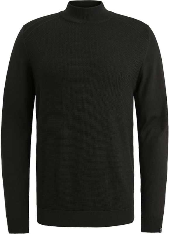 Vanguard Heren trui zwart (Maat: S) - Effen - Halslijn: Opstaande kraag,