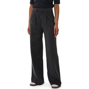 EsQualo - Trousers High Waist - Dark Grey Melange - Wide Leg Broek