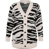 KAFFE - CURVE - Gebreid Vest - Beige/Zwart - Oversized