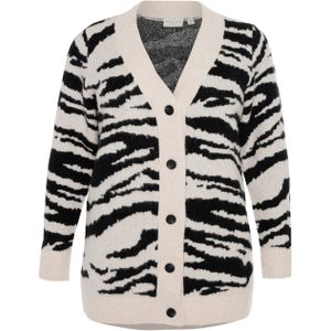KAFFE - CURVE - Gebreid Vest - Beige/Zwart - Oversized