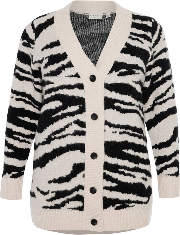 KAFFE - CURVE - Gebreid Vest - Beige/Zwart - Oversized
