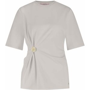 Studio Anneloes T-shirt ecru (Maat: XS) - Effen - Halslijn: Ronde hals,