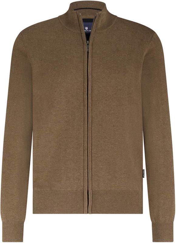 State of Art - Cardigan Plain - Bruin - Mélange - Opstaande Kraag