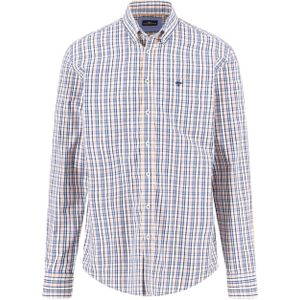 Fynch-Hatton Heren overhemd lange mouw oranje (Maat: S) - Ruit