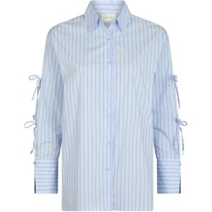 Neo Noir Dames blouse blauw (Maat: 36) - Streep - Halslijn: Polokraag,