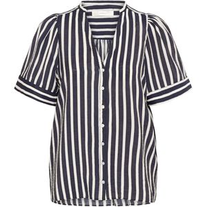 InWear - Killo - Blouse - Marine/Wit - Klassieke Blouse met Pofmouwen